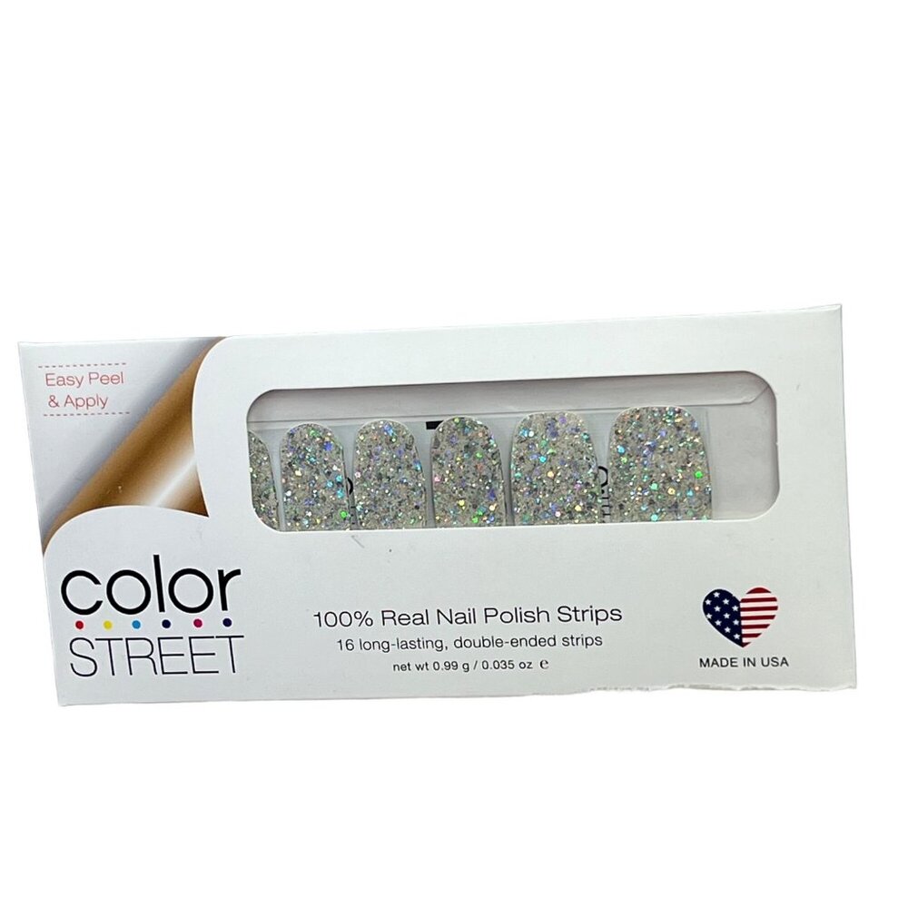 Color Street Nail Polish Strips Shangri La Glitter Silver NIP McBling Sparkle